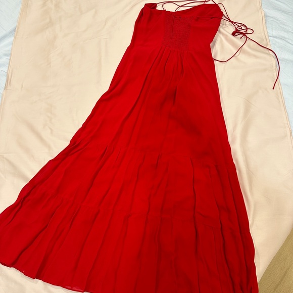 Reformation Emmie Midi Dress in Cherry Red - Picture 3 of 5